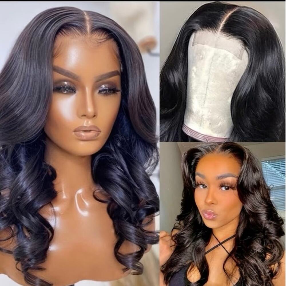 16” loose wave synthetic black wig
